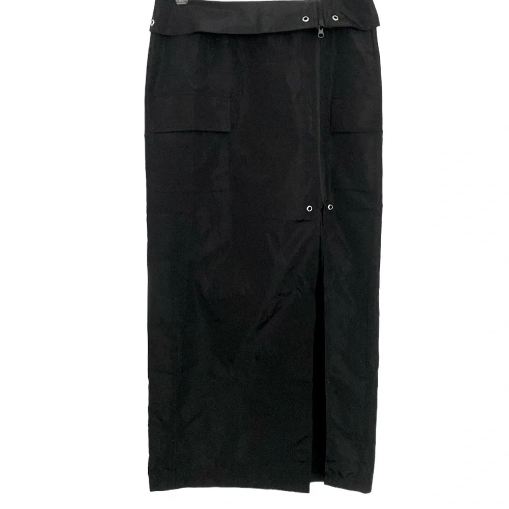 Forever 21 Cherry Mellow Black Nylon Cargo Maxi Skirt